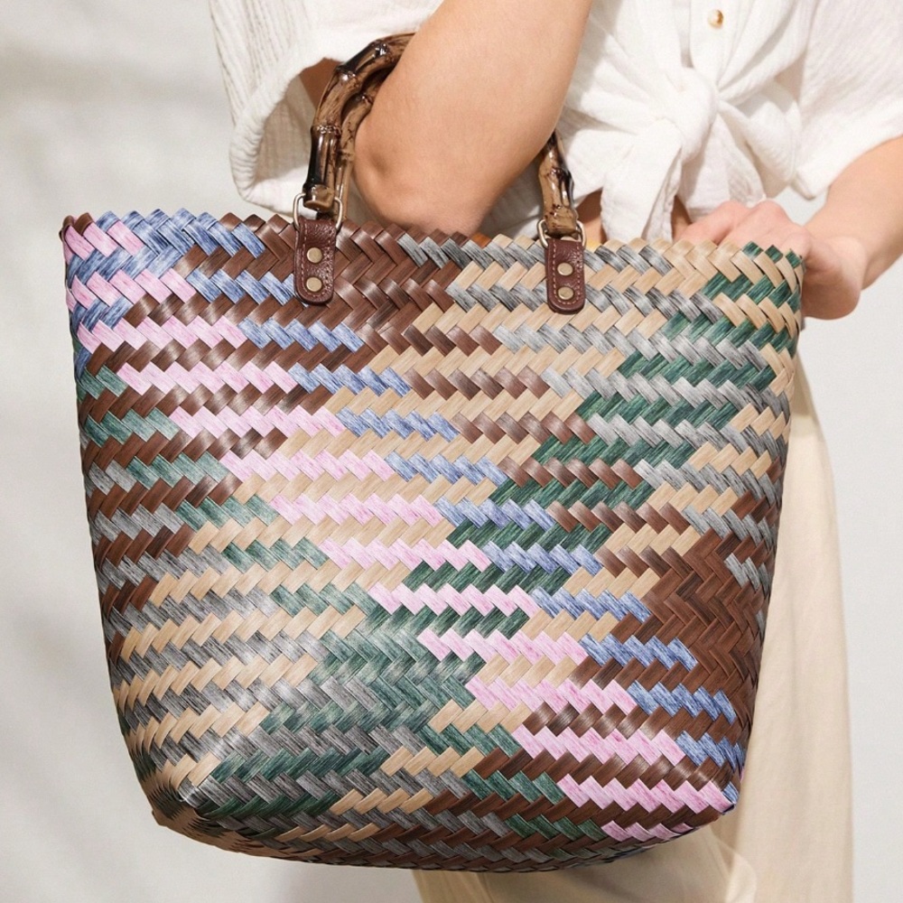 ๐ Top Handle Straw Tote Bag - Picture 9 of 13